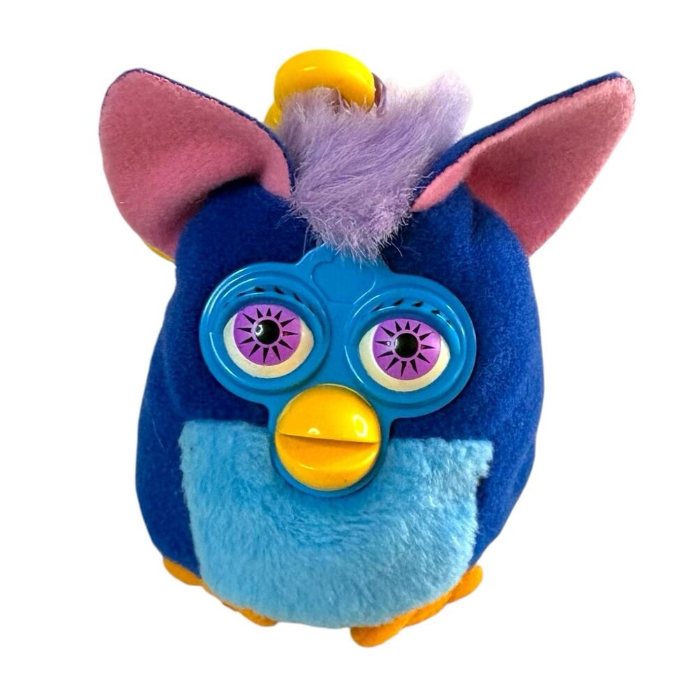 2000 Vintage "Furby" Plush Toy Keychain Dark Blue Stuffed Animal McDonald’s Y2K